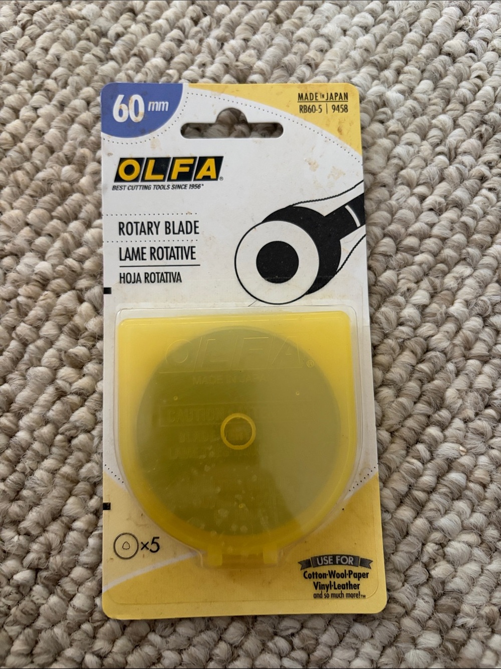 60mm Rotary Blade Replacement with Yellow Case